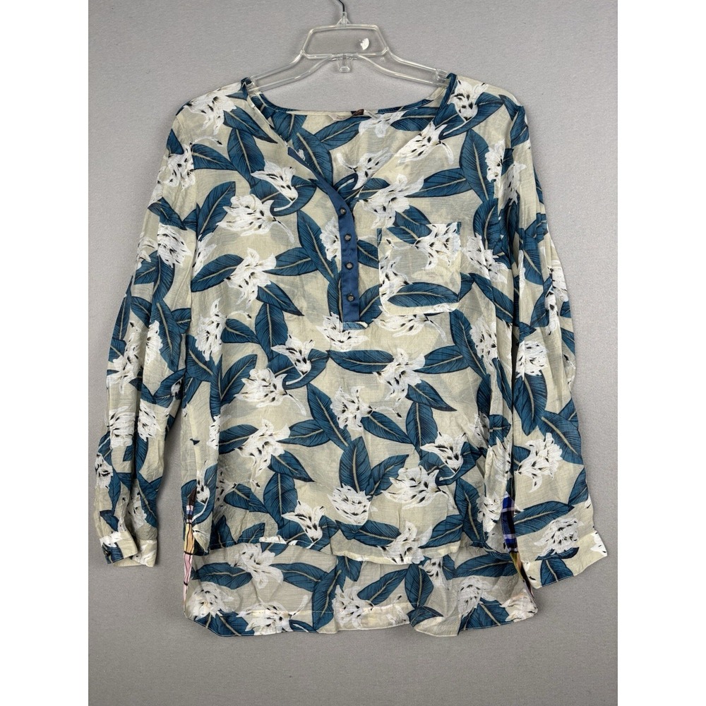 Soft Surroundings Women's Blouse L Large  Tropical Floral Tunic Top 3356